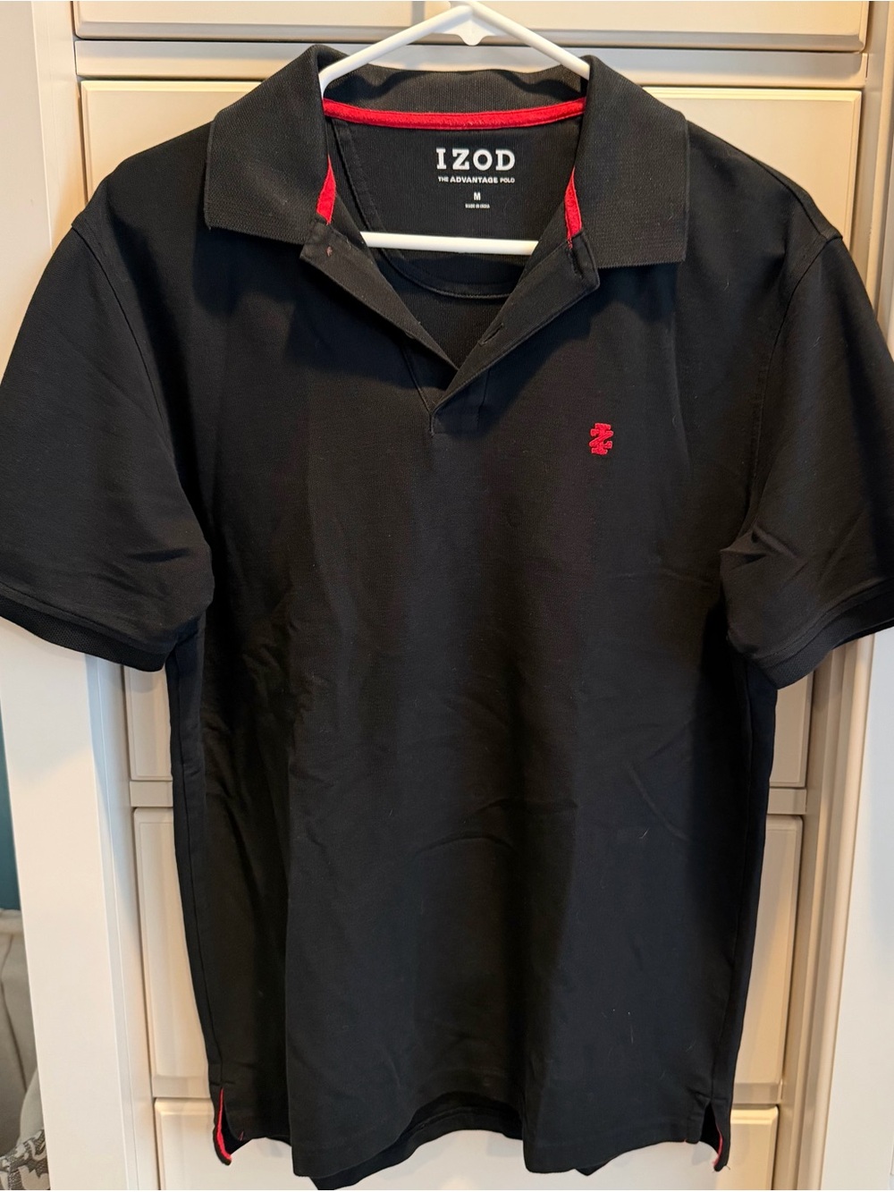 Izod Black Polo with Red Accent Logo
